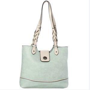 Sam & Hadley Color Block Tote Seafoam Color NWT